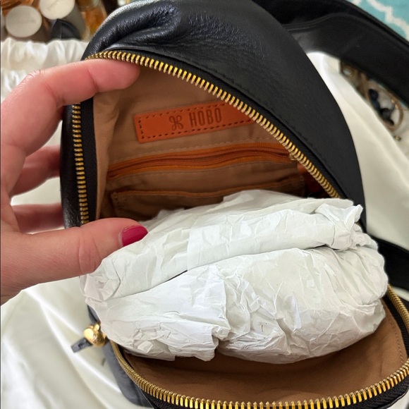 HOBO Black Leather Crossbody Sling with Gold-Tone Accents - Picture 6 of 8